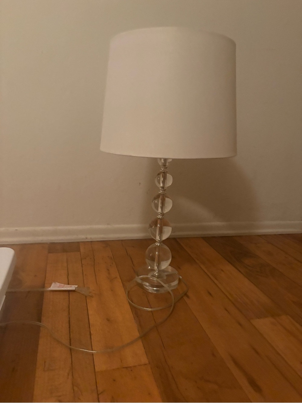 Clear Glass Orb Table Lamp with White Shade - Home Accents